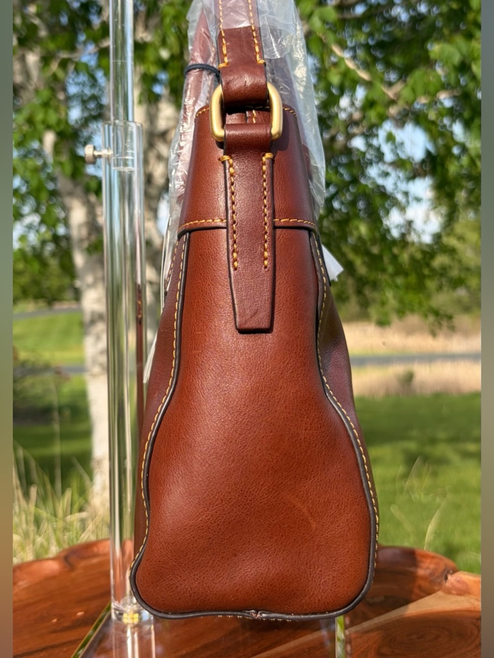 Dooney & Bourke Small Amelie Chestnut Brown Florentine Leather Tote NWT - Picture 10 of 14